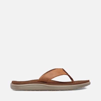 Teva Voya Leather Women's Brown Flip Flops CA00602 Canada Online